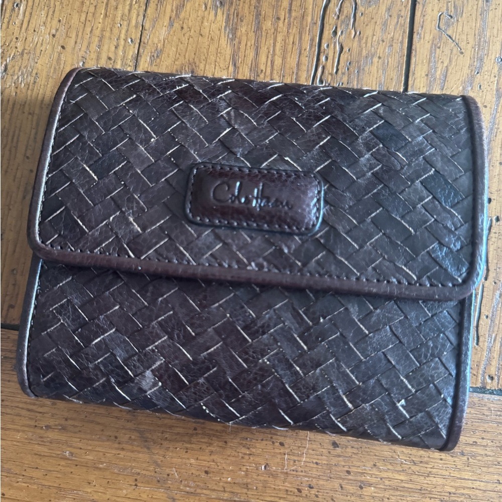 Cole Haan Weaved Tri Fold Biz Card holder